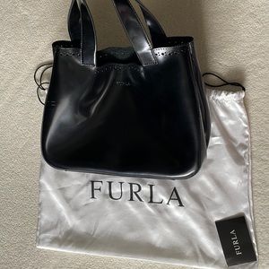 Furla black leather handbag